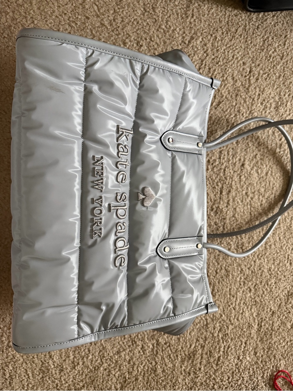 kate spade Silver Quilted Puffer Tote